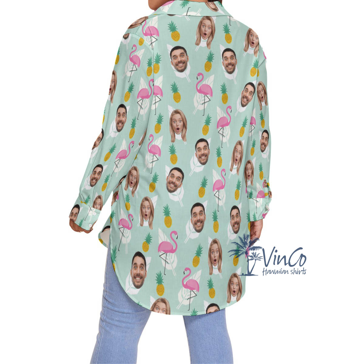 Funny Flamingo Hawaiian Plus Size Shirt With Custom Multiples Face