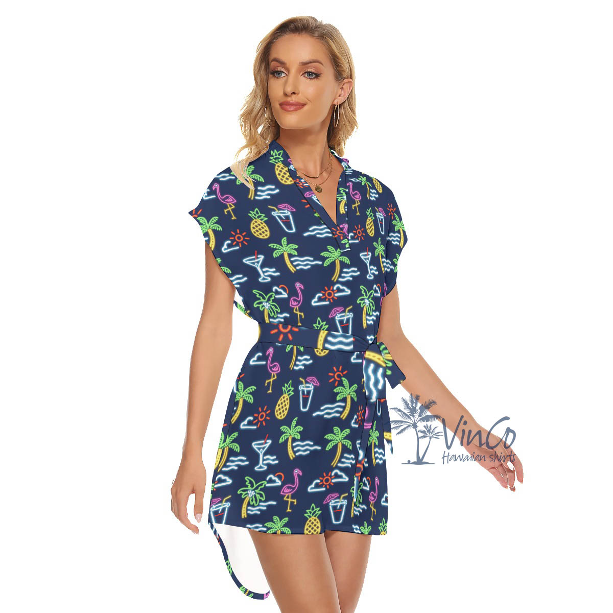 Flamingo Party Women's Hawaiian Dress For Summer