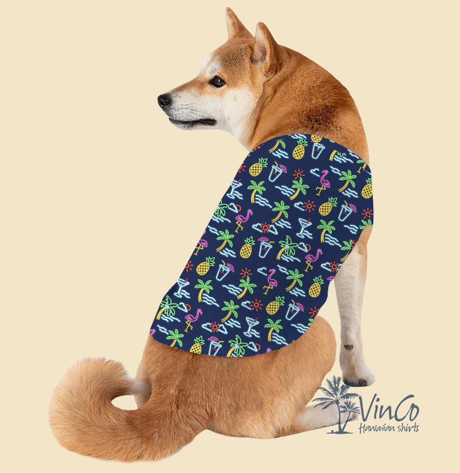 Flamingo Hawaiian Shirt Tank Top For Dogs