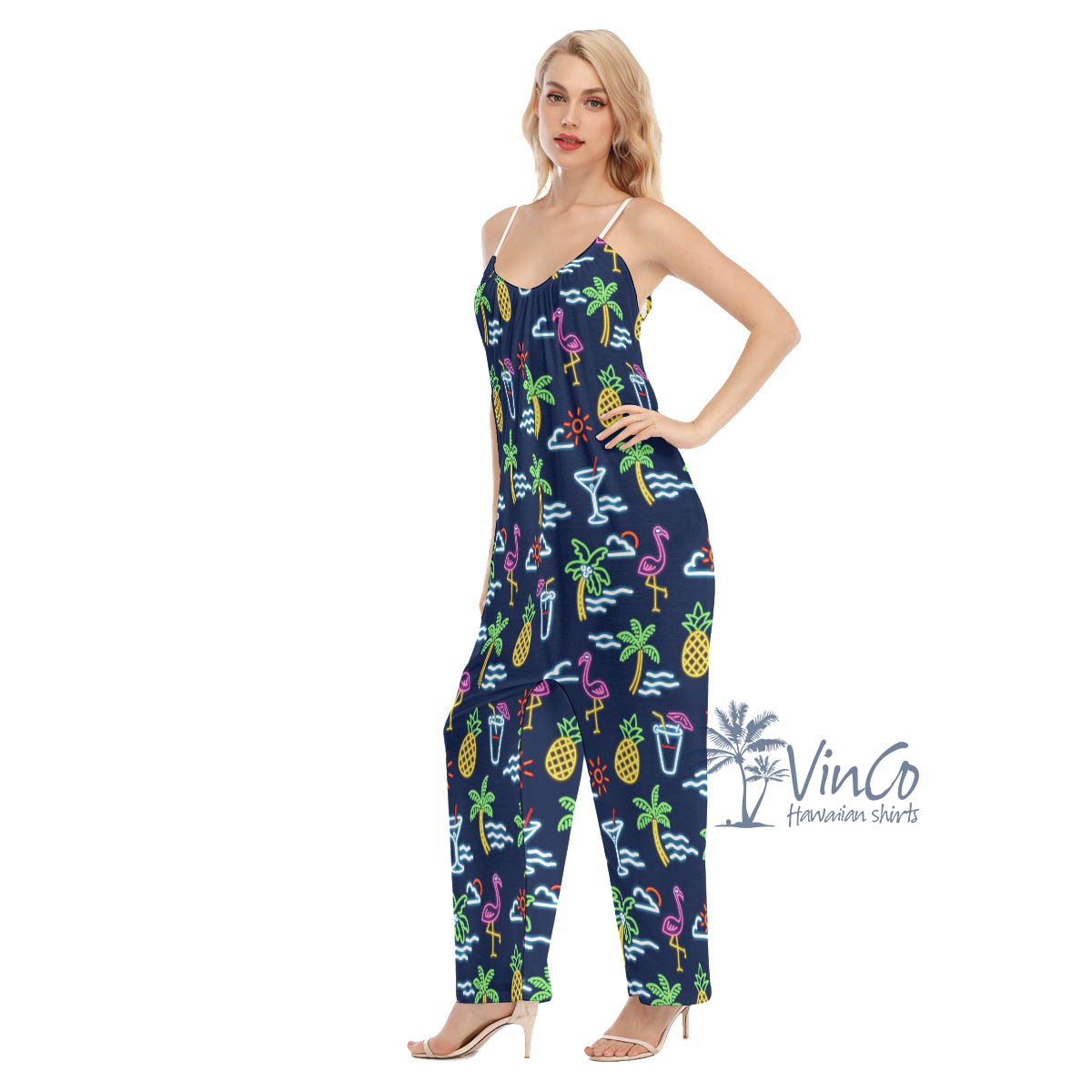 Beach Party Flamingo Hawaiian Jumpsuit For Women