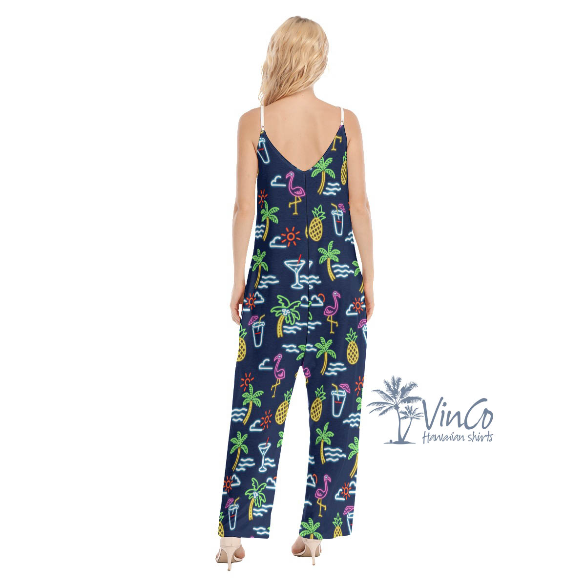 Beach Party Flamingo Hawaiian Jumpsuit For Women