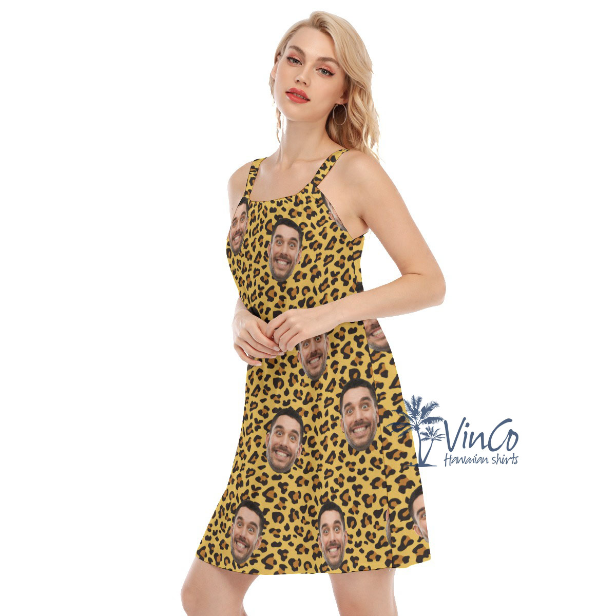 Cool Leopard Custom Face Cami Dress For Women
