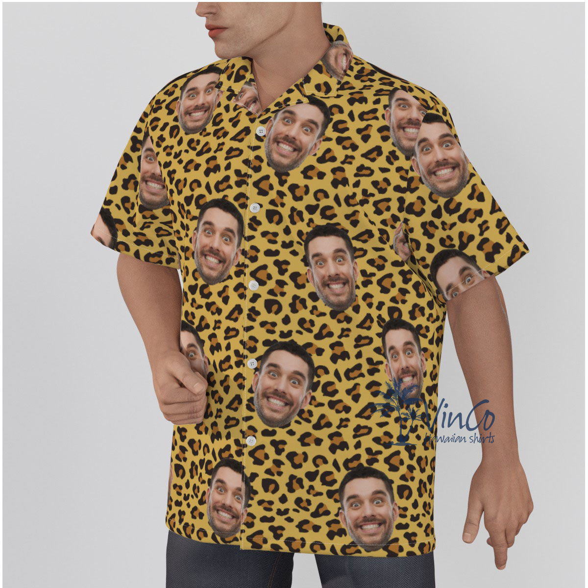 Leopard Personalized Hawaiian Shirt With Face