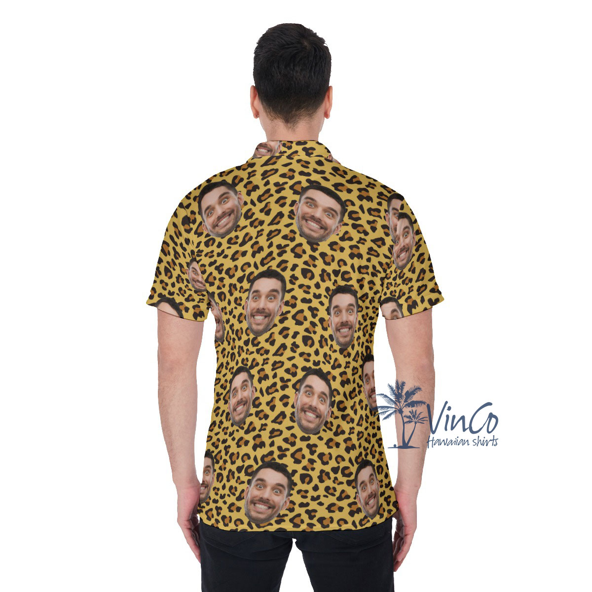 Leopard Custom Men's Collared Shirt With Photo