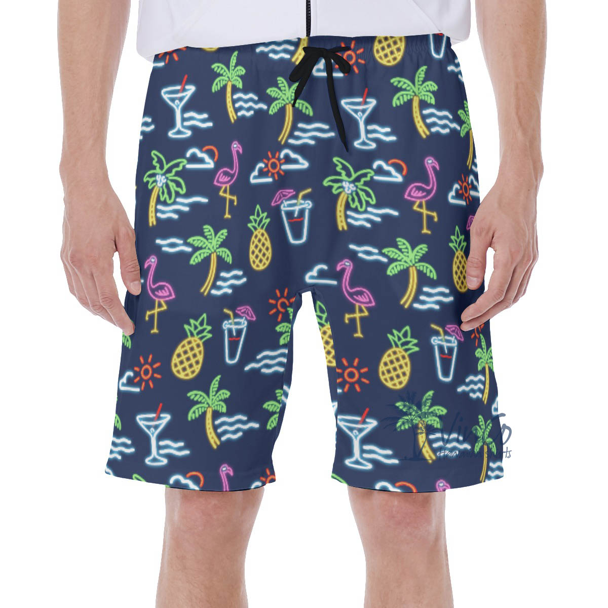 Funny Beach Party Flamingo Aloha Swim Trunks For Men - variant image 1