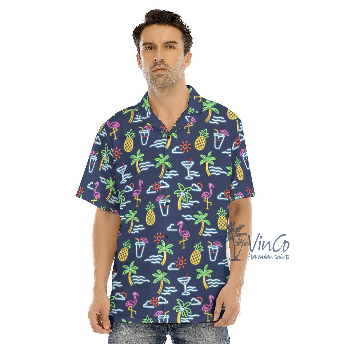 Beach Party Flamingo Hawaiian Shirts For Men - variant image 1