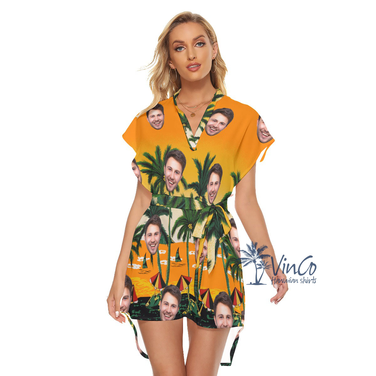 Legend Pacific Yellow Custom Beach Dress With Multiple Faces - variant image 1