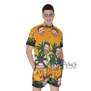 Legend Pacific Yellow Custom Men's Romper With Multiple Faces