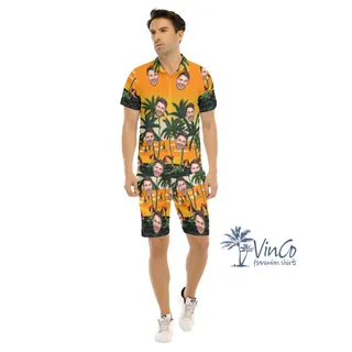 Legend Pacific Yellow Custom Men's Hawaiian Set With Photo