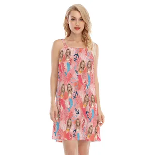 Custom Face Mermaid Pink Summer Hawaiian Dresses