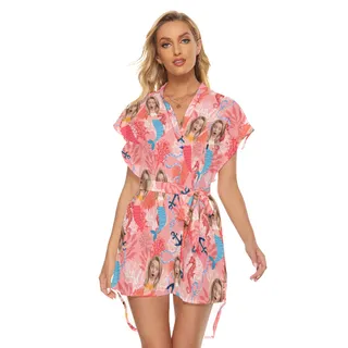 Funny Mermaid Pink Hawaiian Dresses For Women With Custom Face