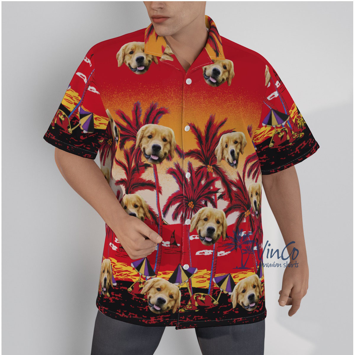 Sunset Beach Custom Face Hawaiian Shirt For Men - variant image 1