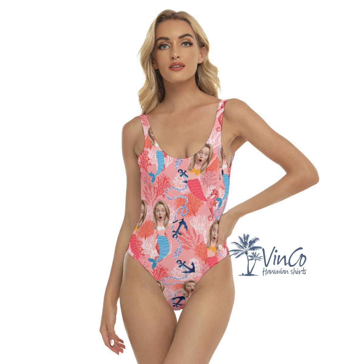 Funny Mermaid Custom Face Hawaiian Swimsuit For Summer - variant image 1