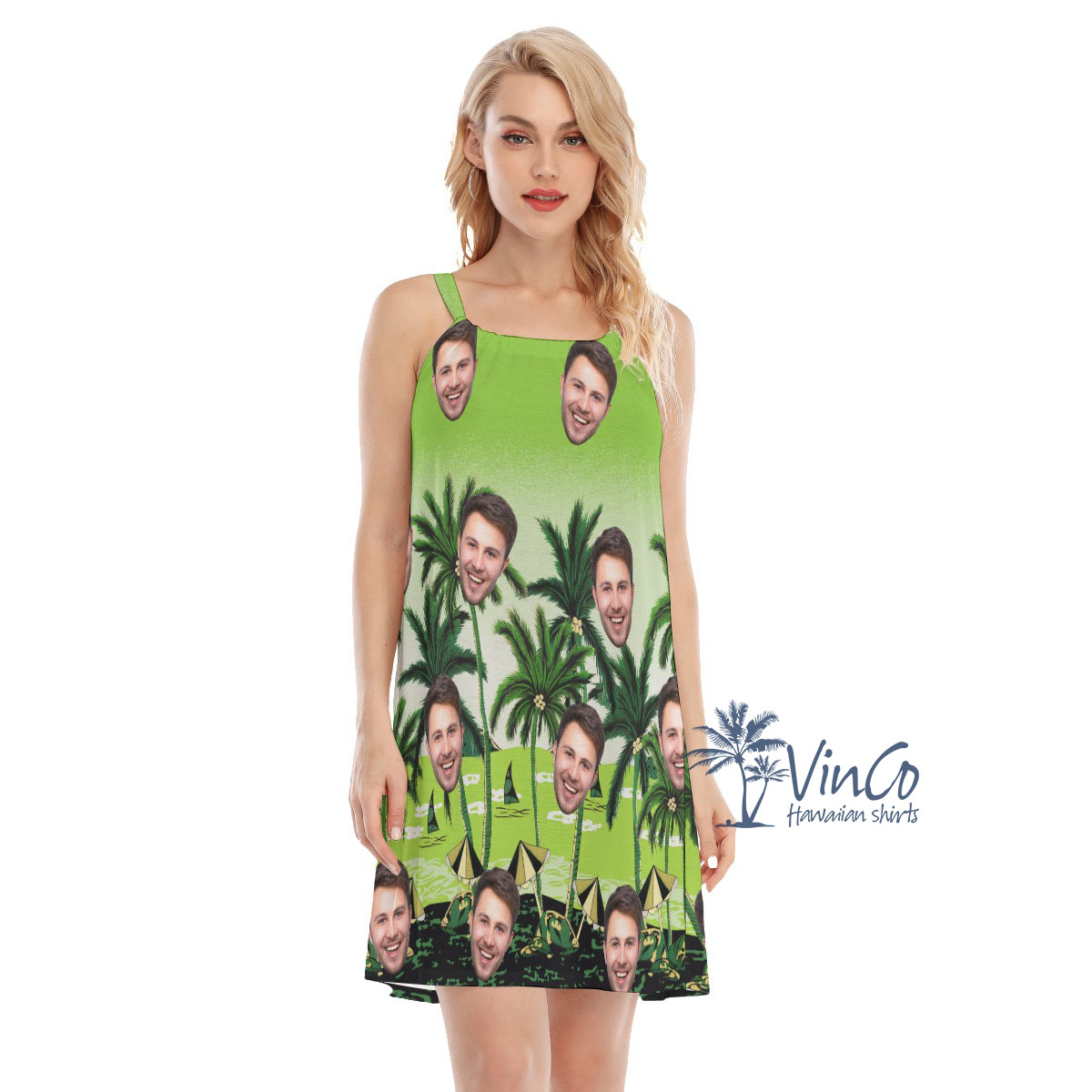 Green Beach Personalized Aloha Cami Dress With Photo - variant image 1