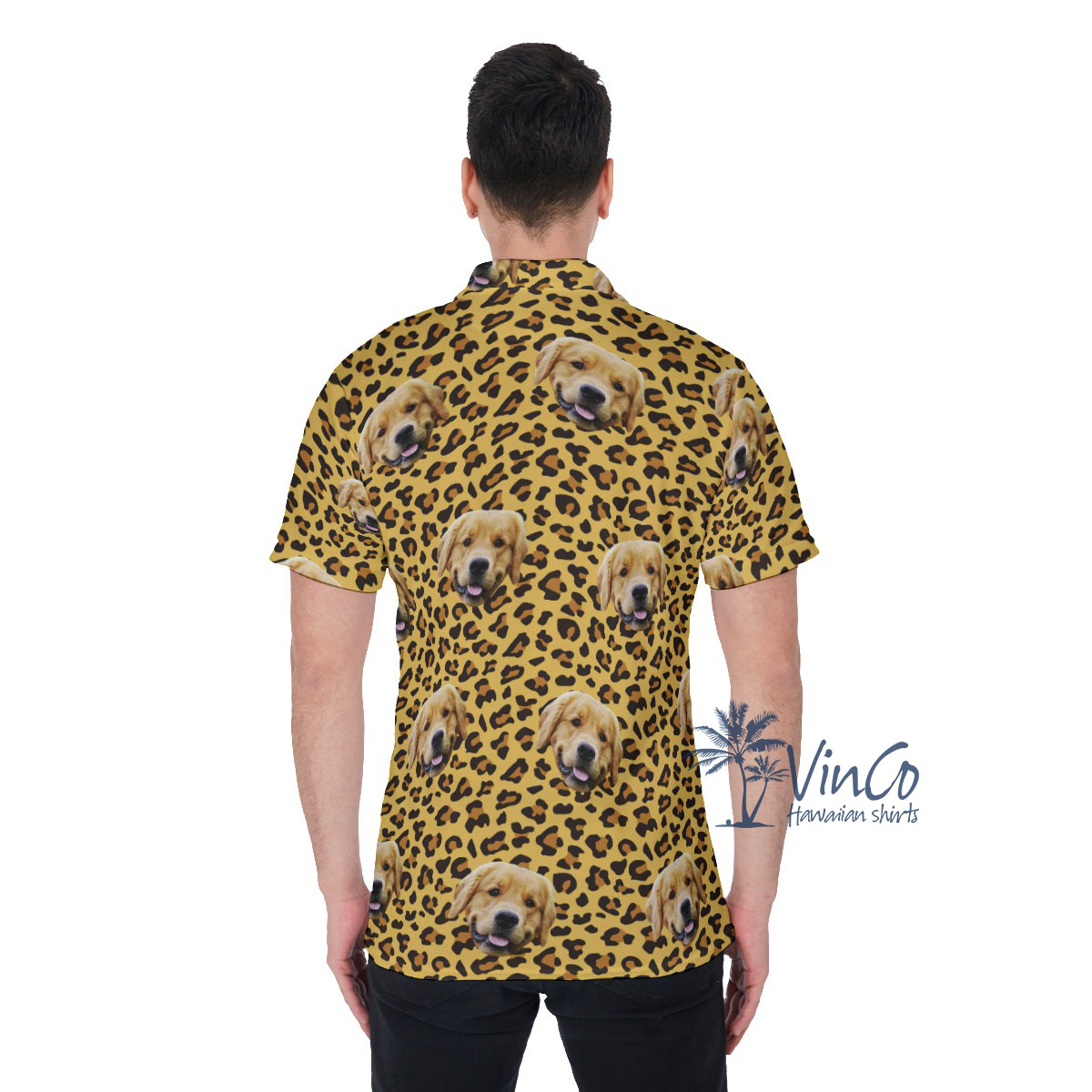 Leopard Custom Hawaiian Golf Shirt With Dog Face