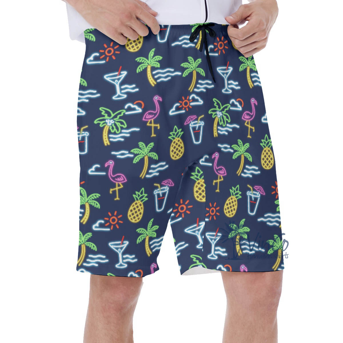 Funny Beach Party Flamingo Aloha Swim Trunks For Men