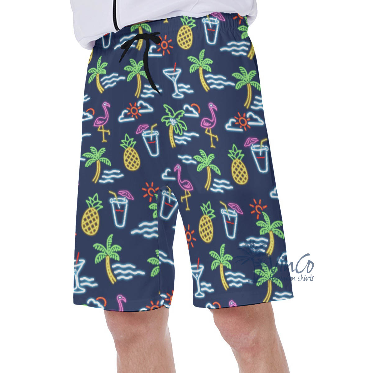 Funny Beach Party Flamingo Aloha Swim Trunks For Men