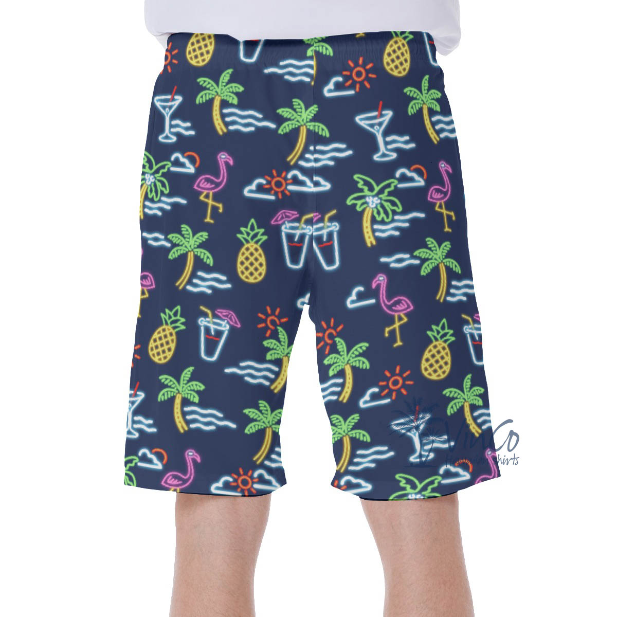 Funny Beach Party Flamingo Aloha Swim Trunks For Men