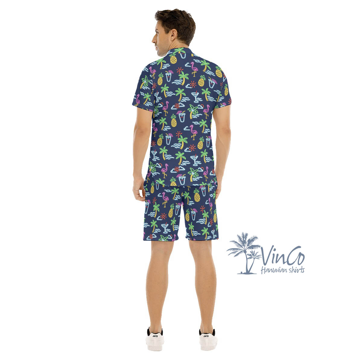 Funny Flamingo Hawaiian Party Aloha Shirt Set For Men