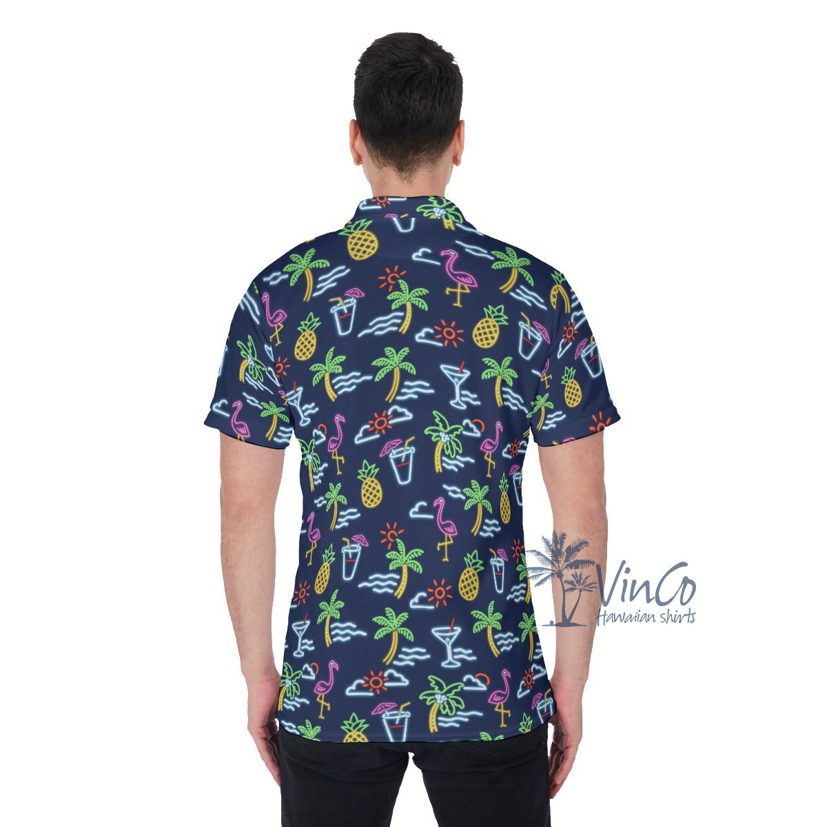 Flamingo Party Hawaiian Polo Shirt For Men