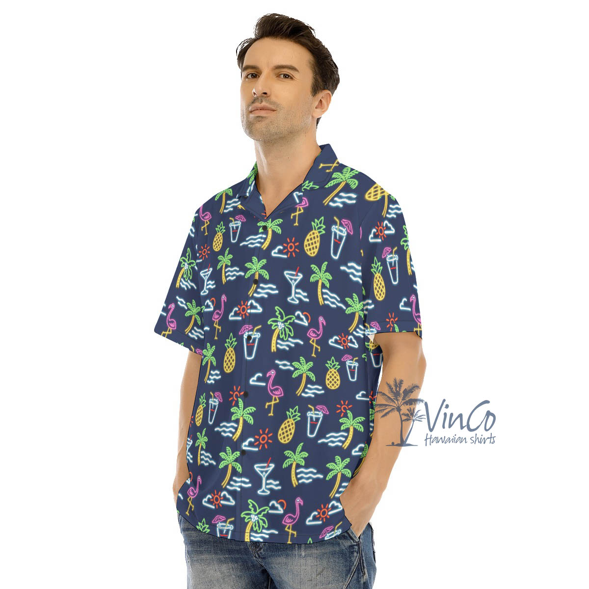 Beach Party Flamingo Hawaiian Shirts For Men