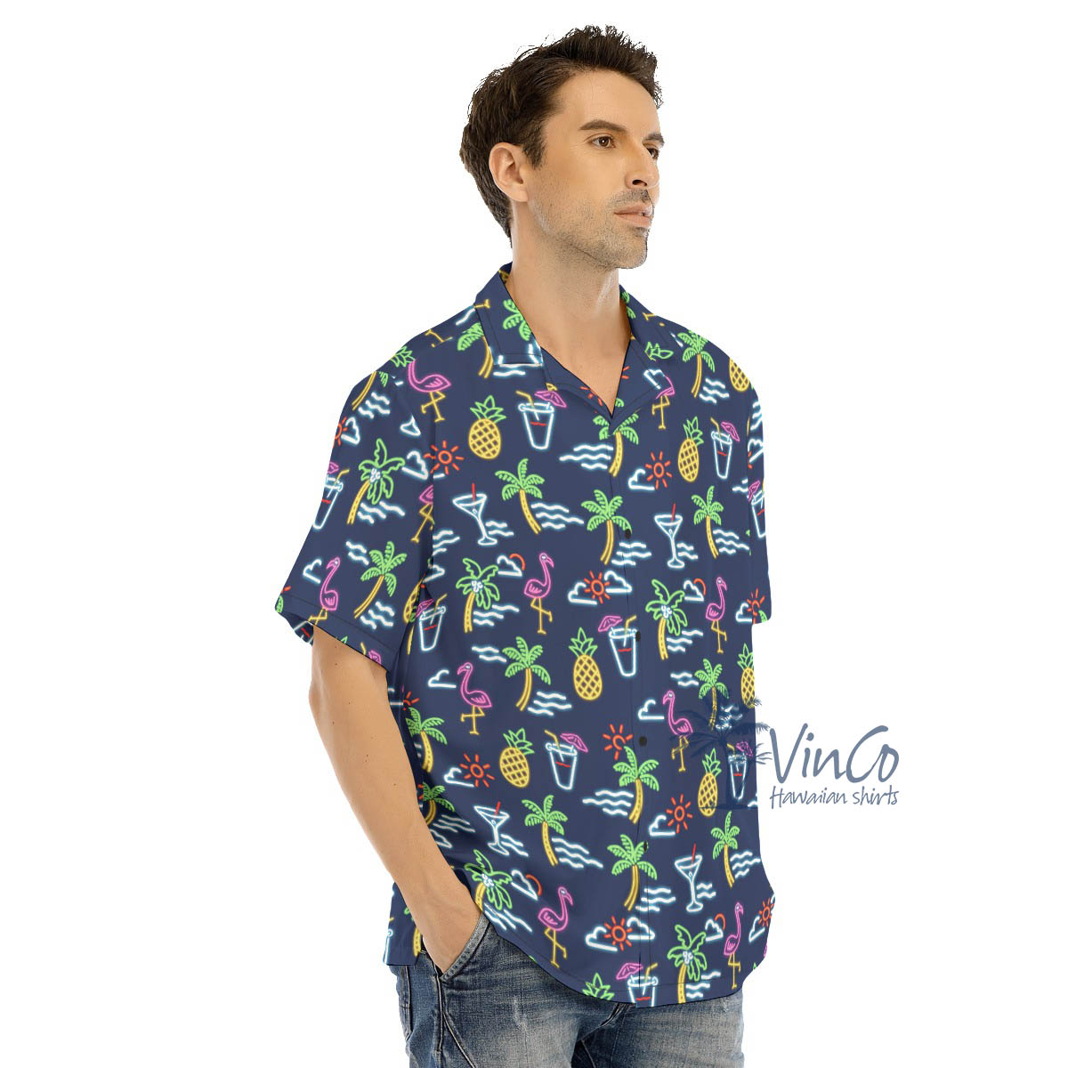 Beach Party Flamingo Hawaiian Shirts For Men