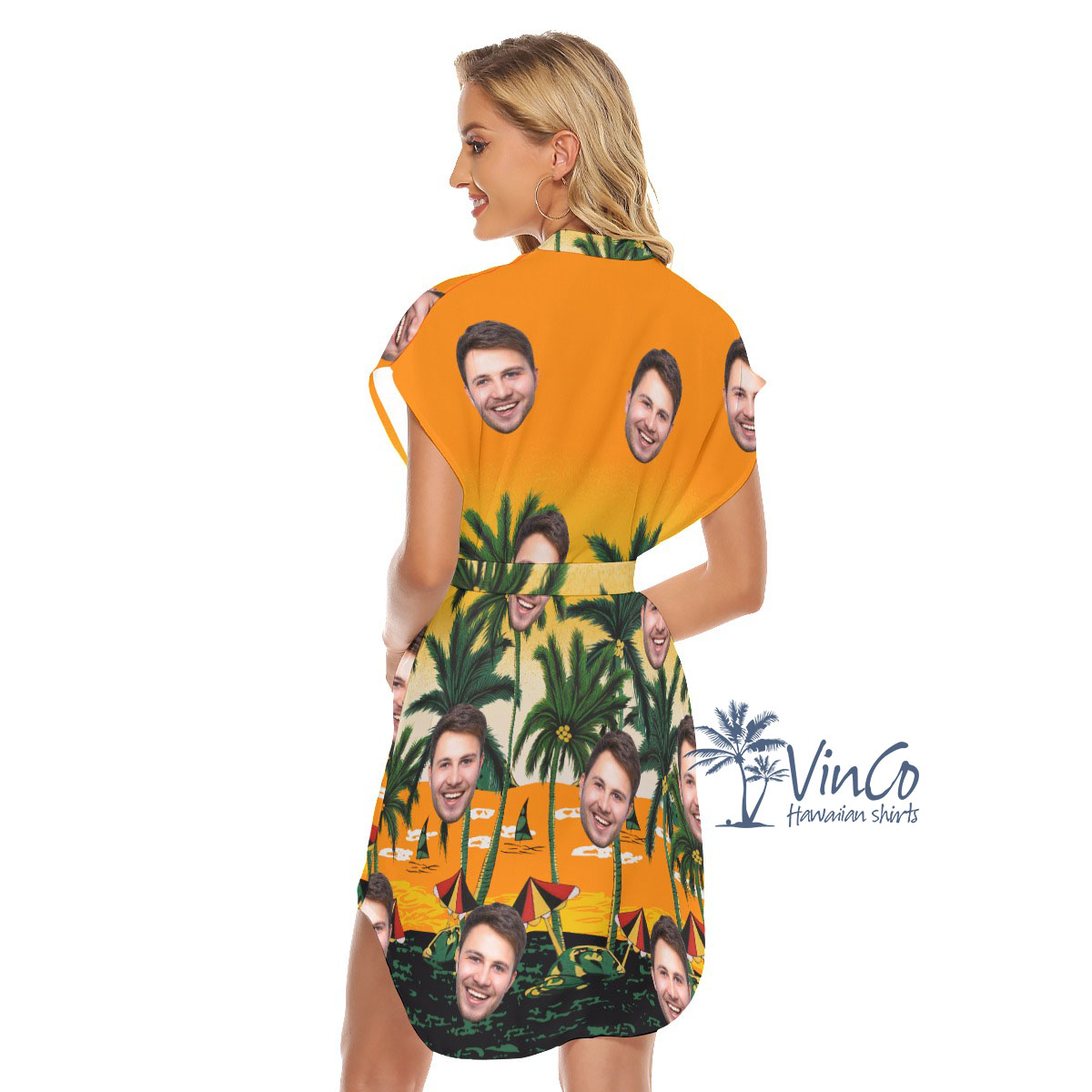 Legend Pacific Yellow Custom Beach Dress With Multiple Faces