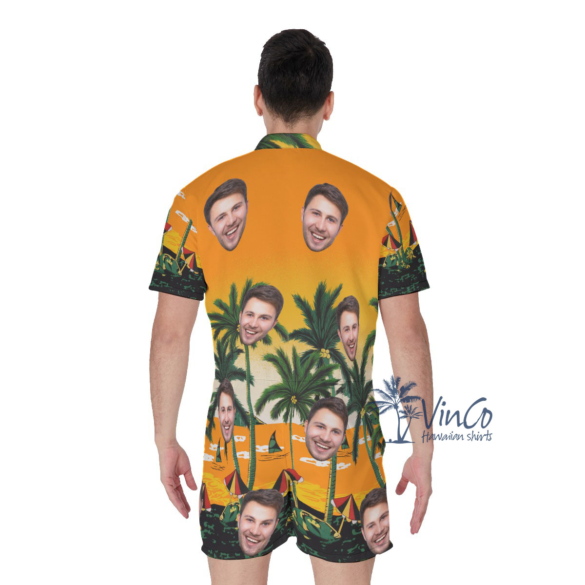 Legend Pacific Yellow Custom Men's Romper With Multiple Faces