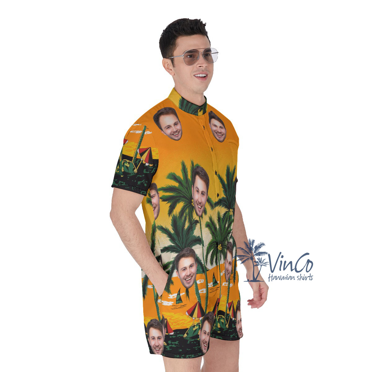 Legend Pacific Yellow Custom Men's Romper With Multiple Faces