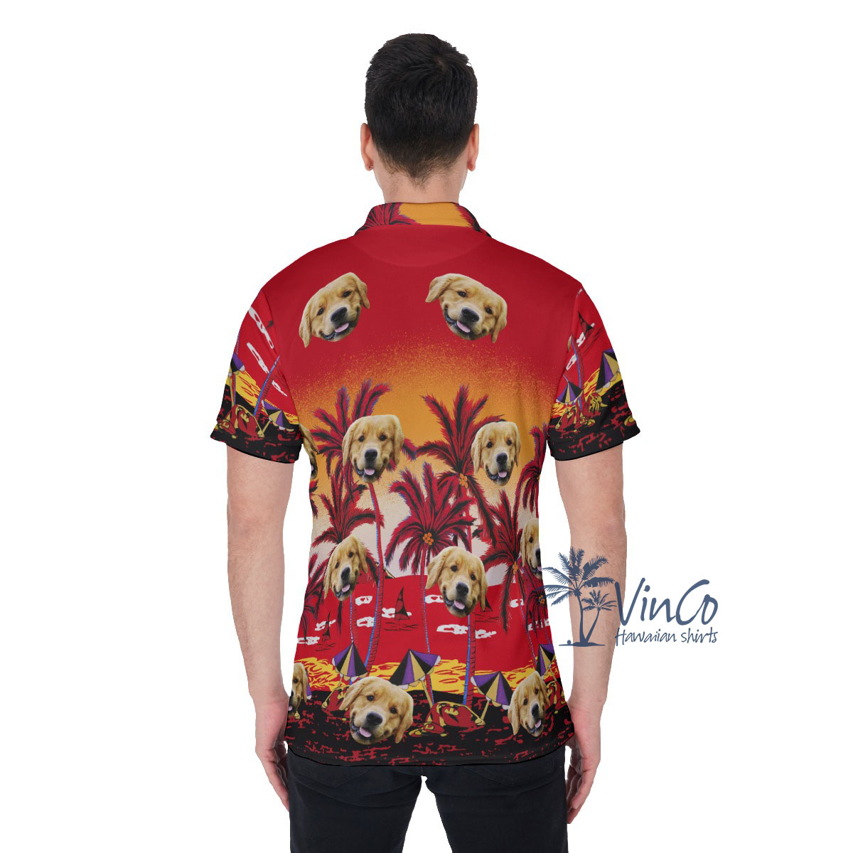 Sunset Beach Custom Face Hawaiian Golf Shirt For Men