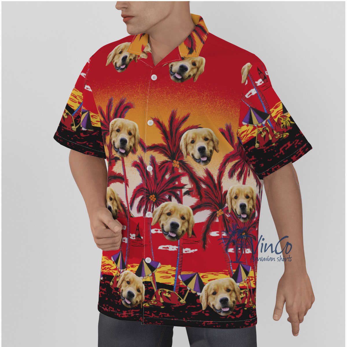 Sunset Beach Custom Face Hawaiian Shirt For Men
