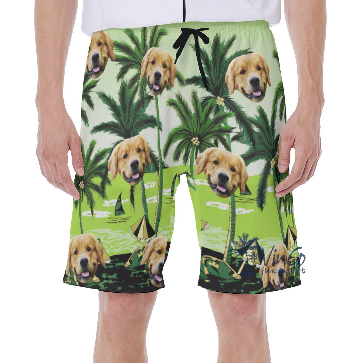 Green Custom Hawaiian Shorts With Multiple Faces - variant image 1