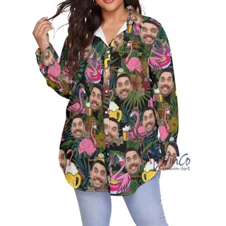 Tropical Flamingo Beer Custom Face Hawaiian Plus Size Shirt