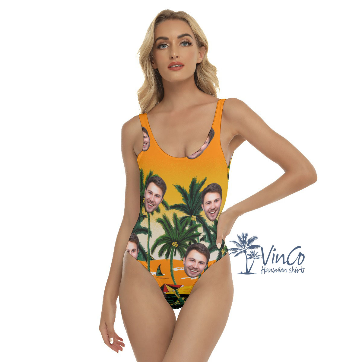 Legend Pacific Yellow Custom Women's Hawaiian Swimsuit With Face - variant image 1