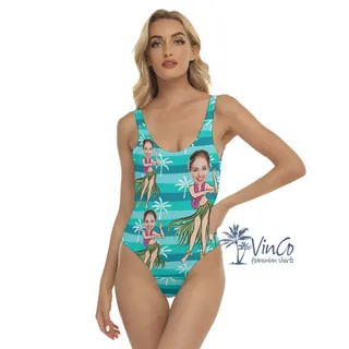 Hula Girl Custom Face Hawaiian Swimsuit With Preview