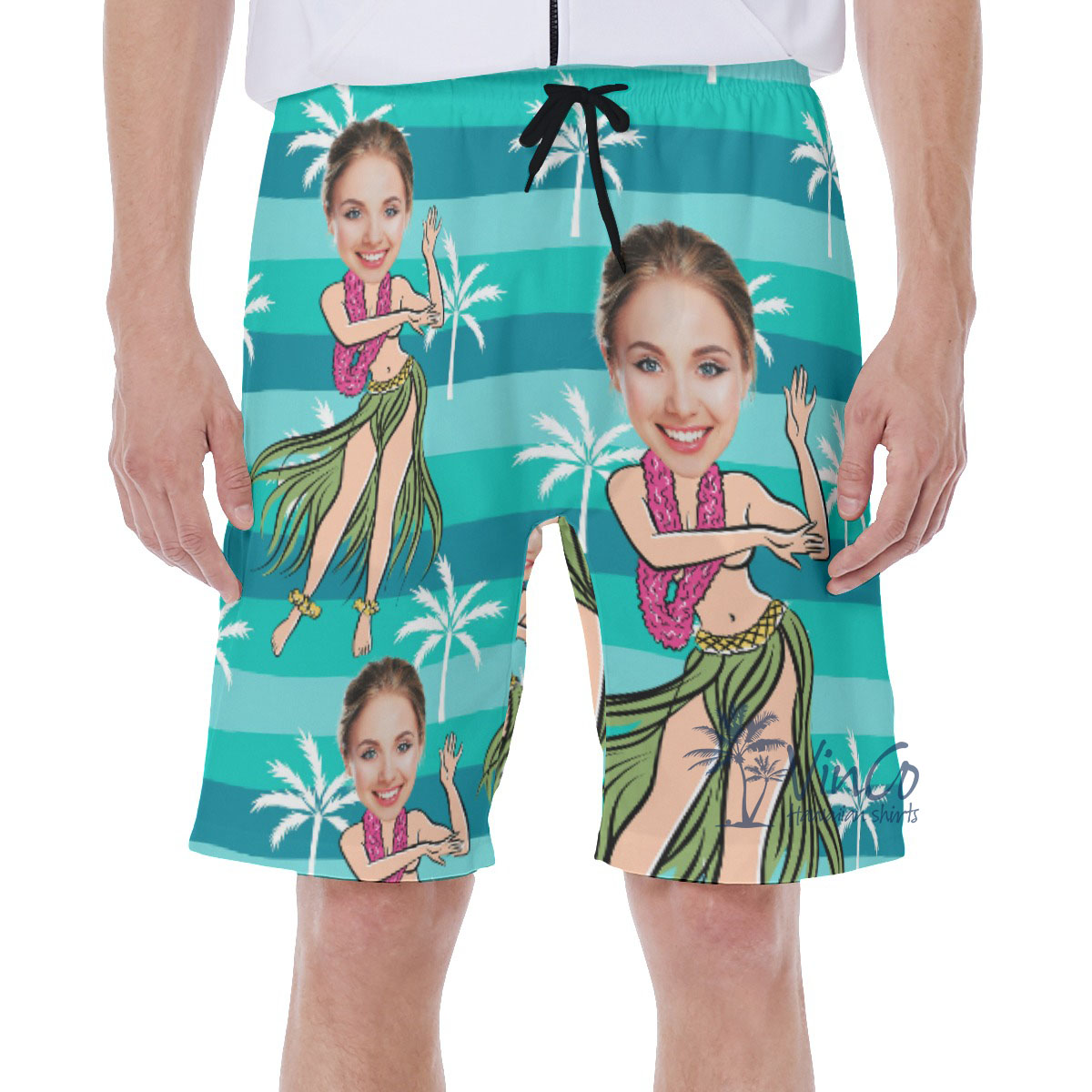 Custom Face Hula Girl Men's Swim Trunks - variant image 1