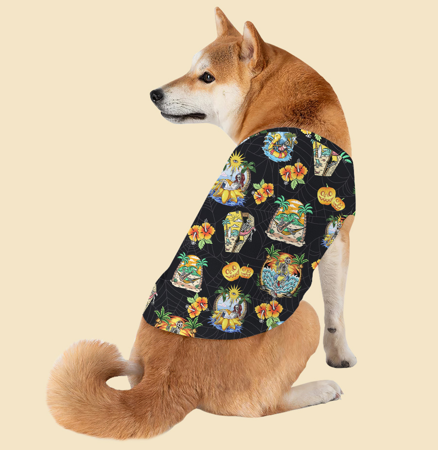 Funny Skeleton Vacation Dog's Hawaiian Tank Top - variant image 1