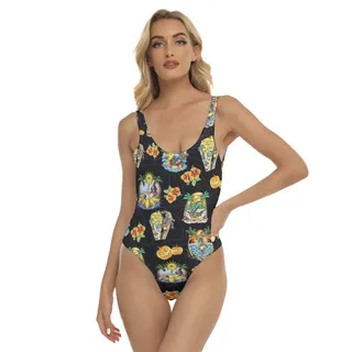 Funny Skeleton Vacation Summer Hawaiian Swimsuit For Women