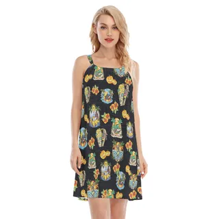 Funny Skeleton On Beach Summer Luau Dress For Women