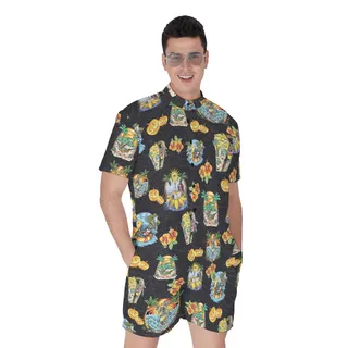 Funny Skeleton Vacation Men's Hawaiian Romper