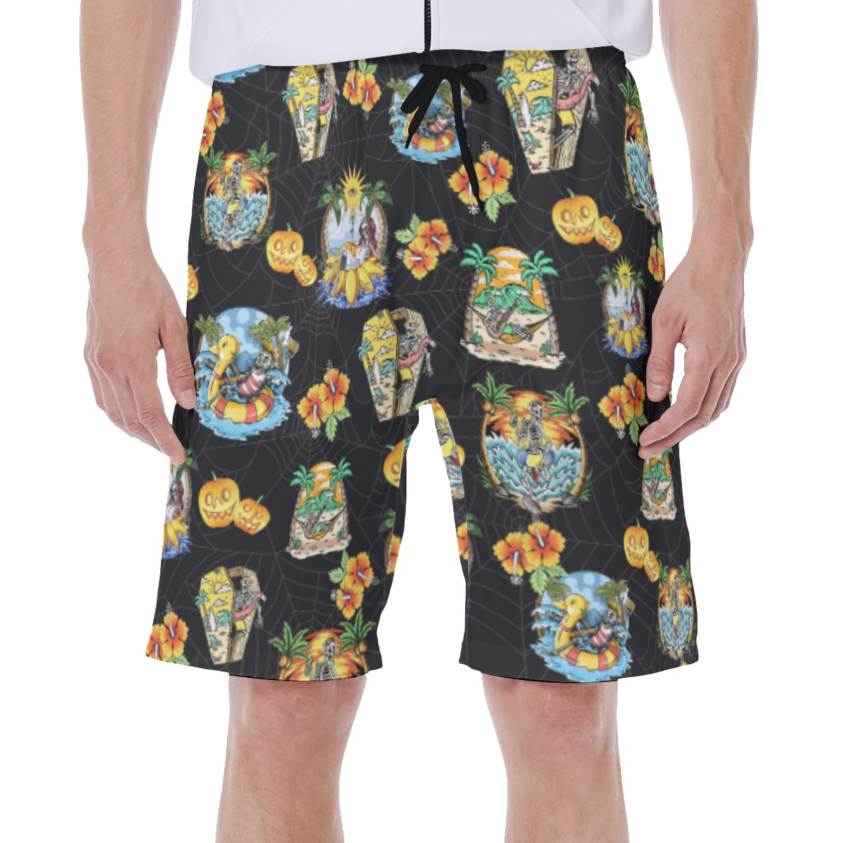 Vacation Skeleton Horror Hawaiian Swim Trunks For Men - variant image 1