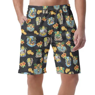 Funny Skeleton On Beach Hawaiian Summer Shorts For Men