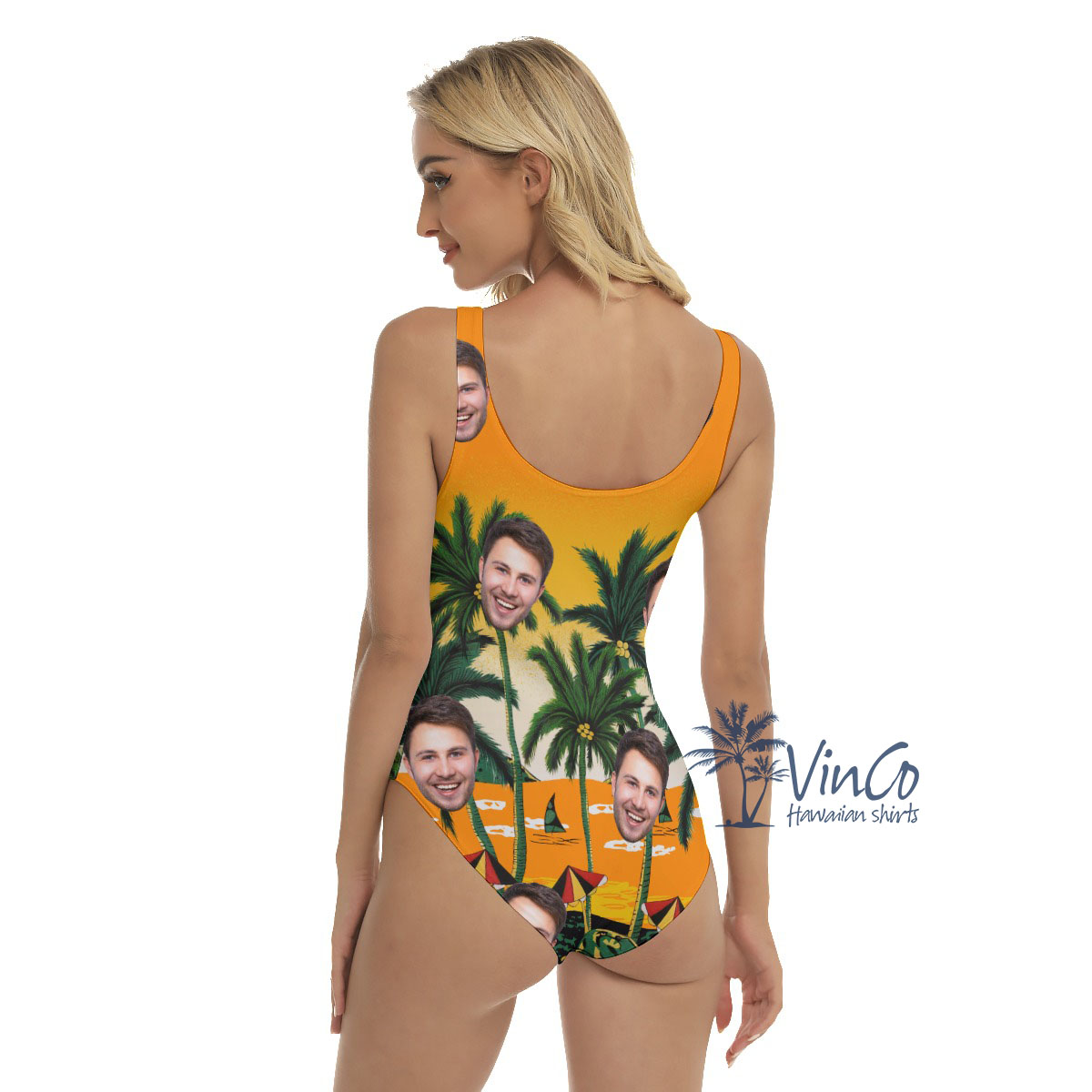 Legend Pacific Yellow Custom Women's Hawaiian Swimsuit With Face