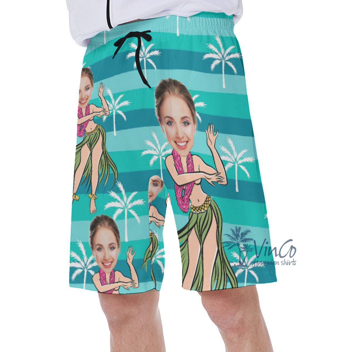Custom Face Hula Girl Men's Swim Trunks