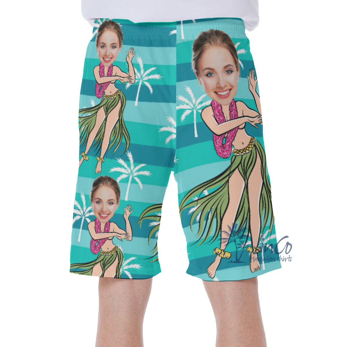Custom Face Hula Girl Men's Swim Trunks
