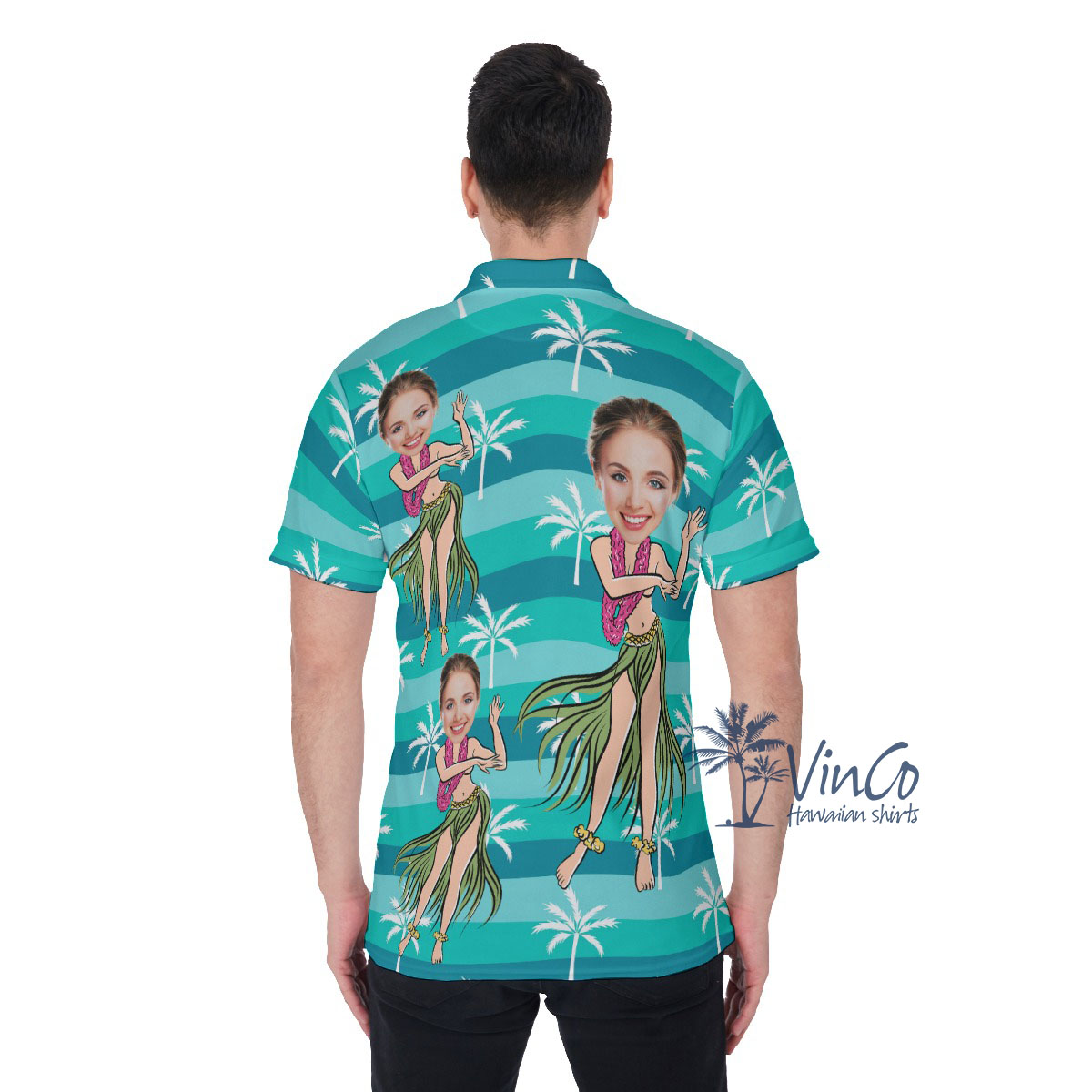 Custom Face Hula Girl Men's Polo Shirt