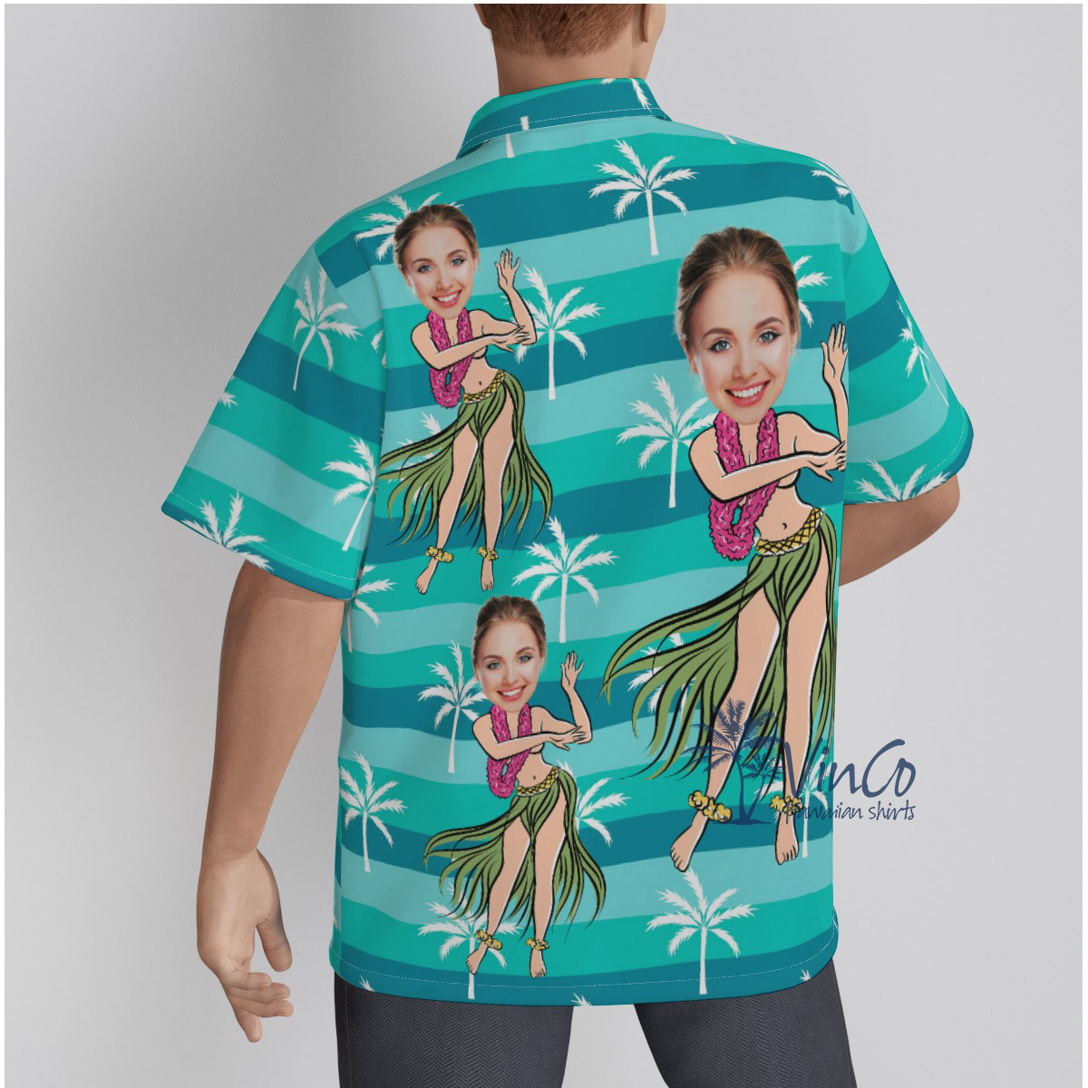 Funny Girl Custom Face Blue Hawaiian Shirt For Men