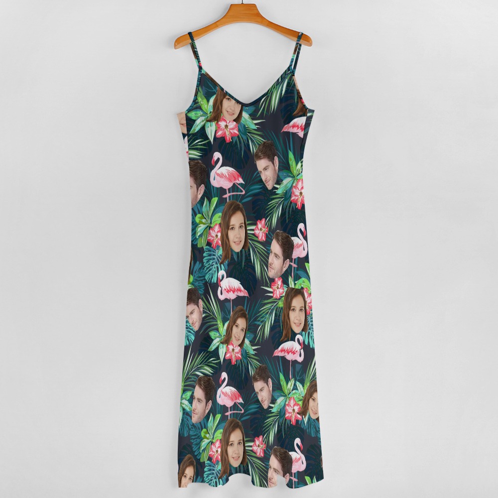 Funny Custom Face Summer Hawaiian Sling Ankle Long Dress