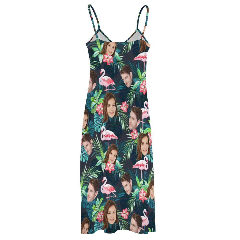 Funny Custom Face Summer Hawaiian Sling Ankle Long Dress