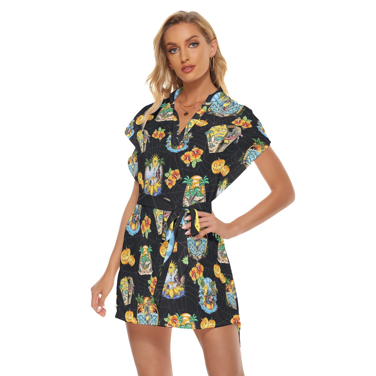 Funny Skeleton Vacation Hawaiian Dresses For Women